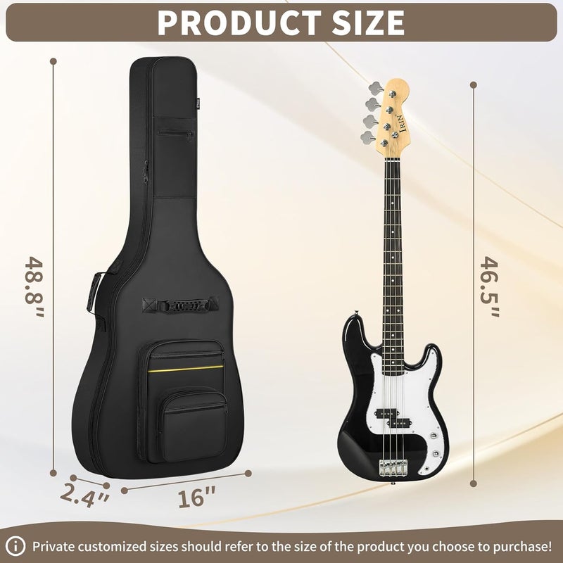 ANILD Bass Guitar Bag Bass Guitar Case Gig Backpack with Thick Padding Dual Adjustable Shoulder Strap Back Hanger Loop Anti-theft Pocket - Image 2